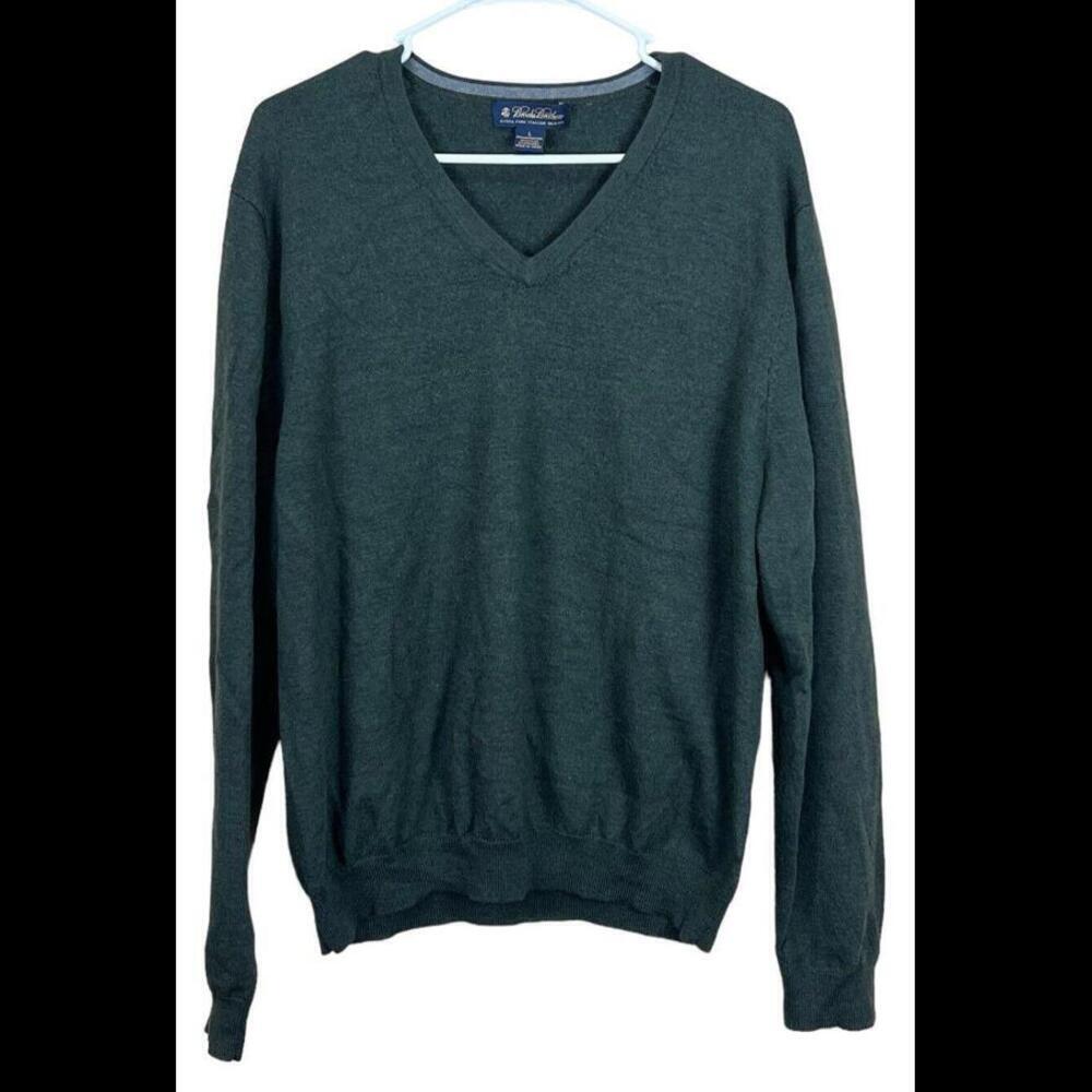 BROOKS BROTHERS Club Room Men's V-Neck Sweater - Dark Green